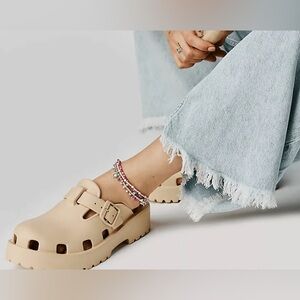 Free People Cream Mules & Clogs